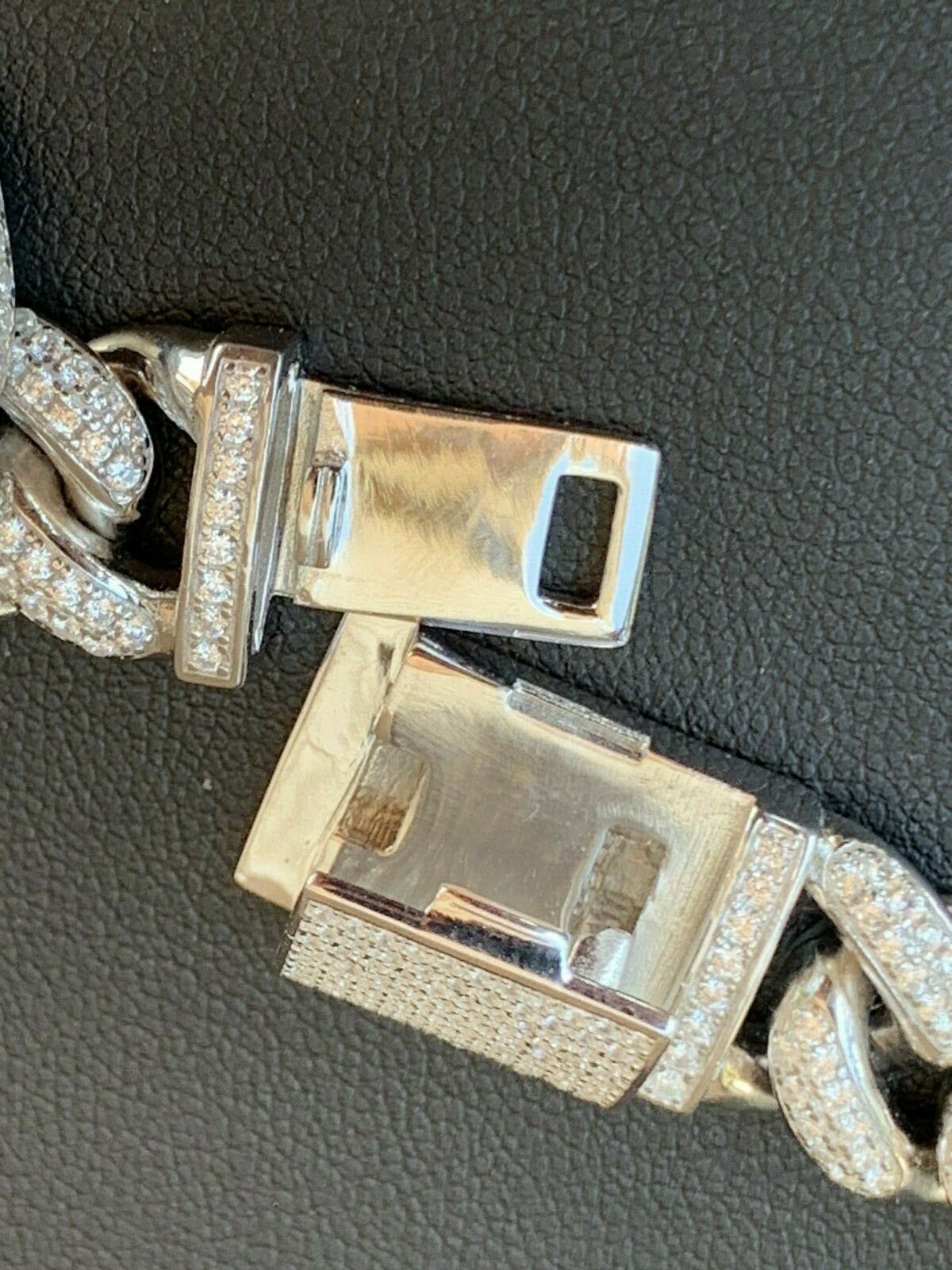 Mens Miami Cuban Iced Gucci Link Bracelet Solid 925 Silver Hip Hop CZ Hip Hop