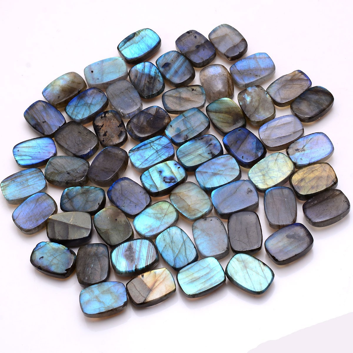 Set Of 18 Pcs Natural Labradorite 14mmx10mm Cushion Cabochon Loose Gemstones Lot