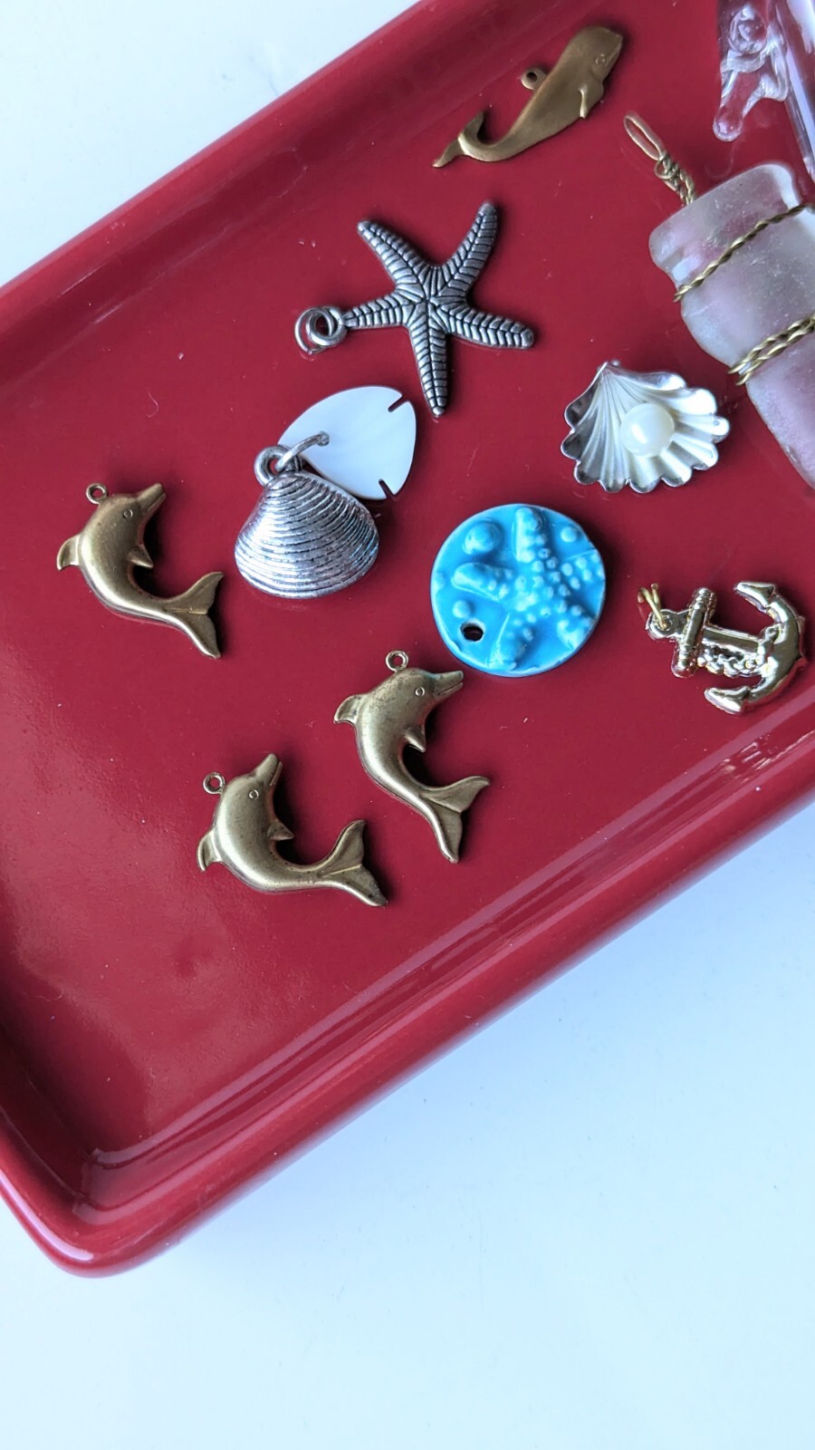 Mixed Lot Of 28 Beach Nautical Sea Ocean Gold Silver Tone Charm Pendant Findings