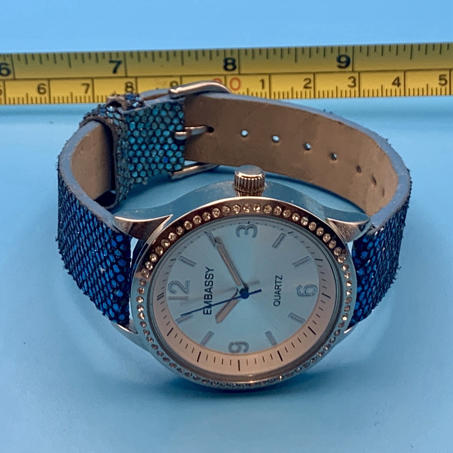 EMBASSY By GRUEN Women’s Fashion Quartz Wristwatch Crystal Bezel Works New Batt