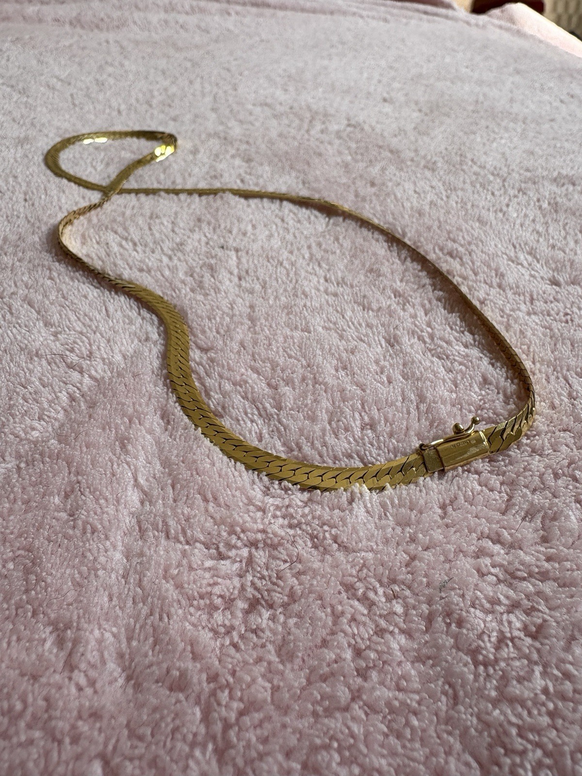 solid 14k yellow gold herringbone chain necklace