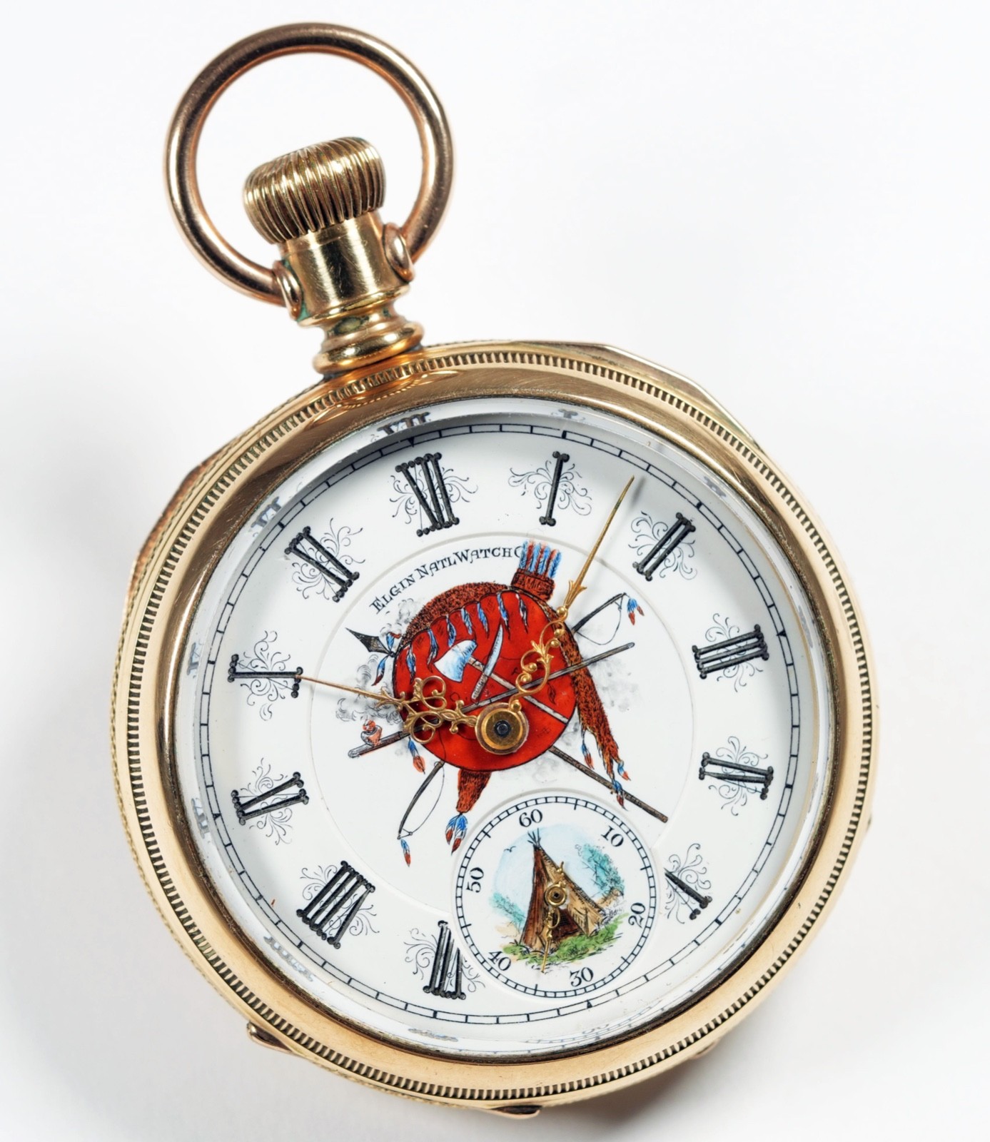ELGIN NATIVE AMERICAN IMAGERY DIAL 18 SIZE EXTREMELY RARE POCKET WATCH