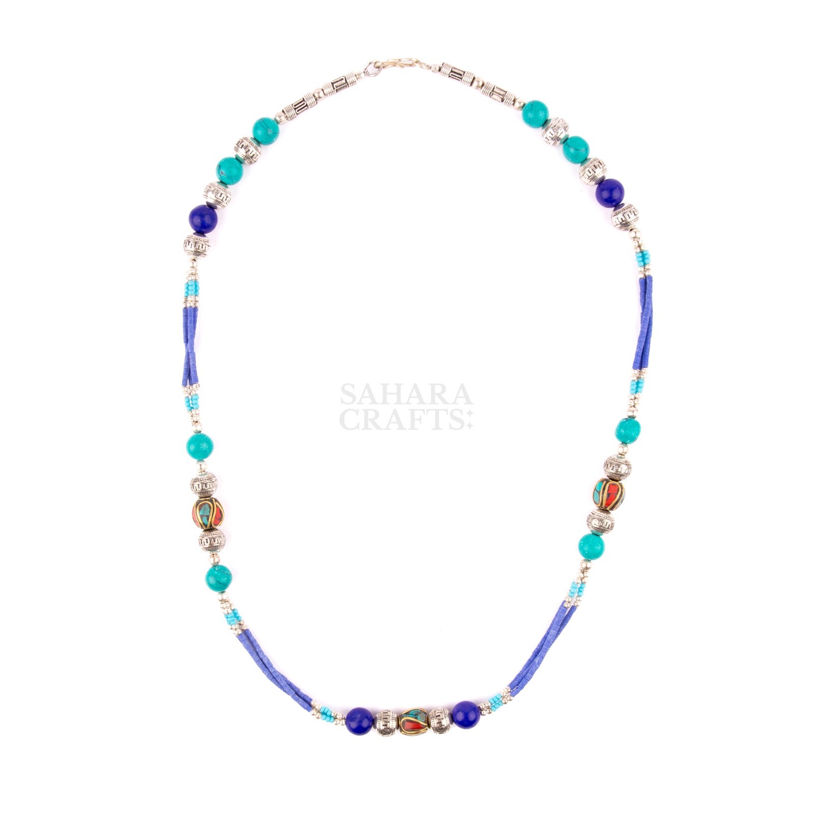 Tibetan Beaded, Turquoise Lapis Lazuli Beads, Traditional Tibetan Bead Jewelry,