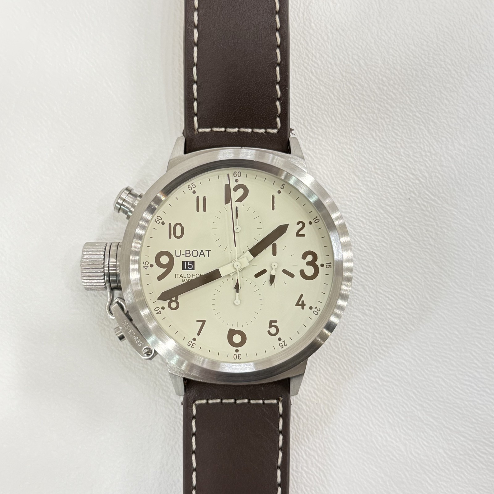 U-BOAT Watch U-7750/50 Chrono 50 mm Steel Leather Auto Men’s Serviced Box