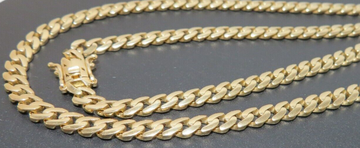 14K YG HOLLOW CUBAN CURB LINK CHAIN 22″ LONG 5.05 MM WIDE 22.04 grams (G132422)