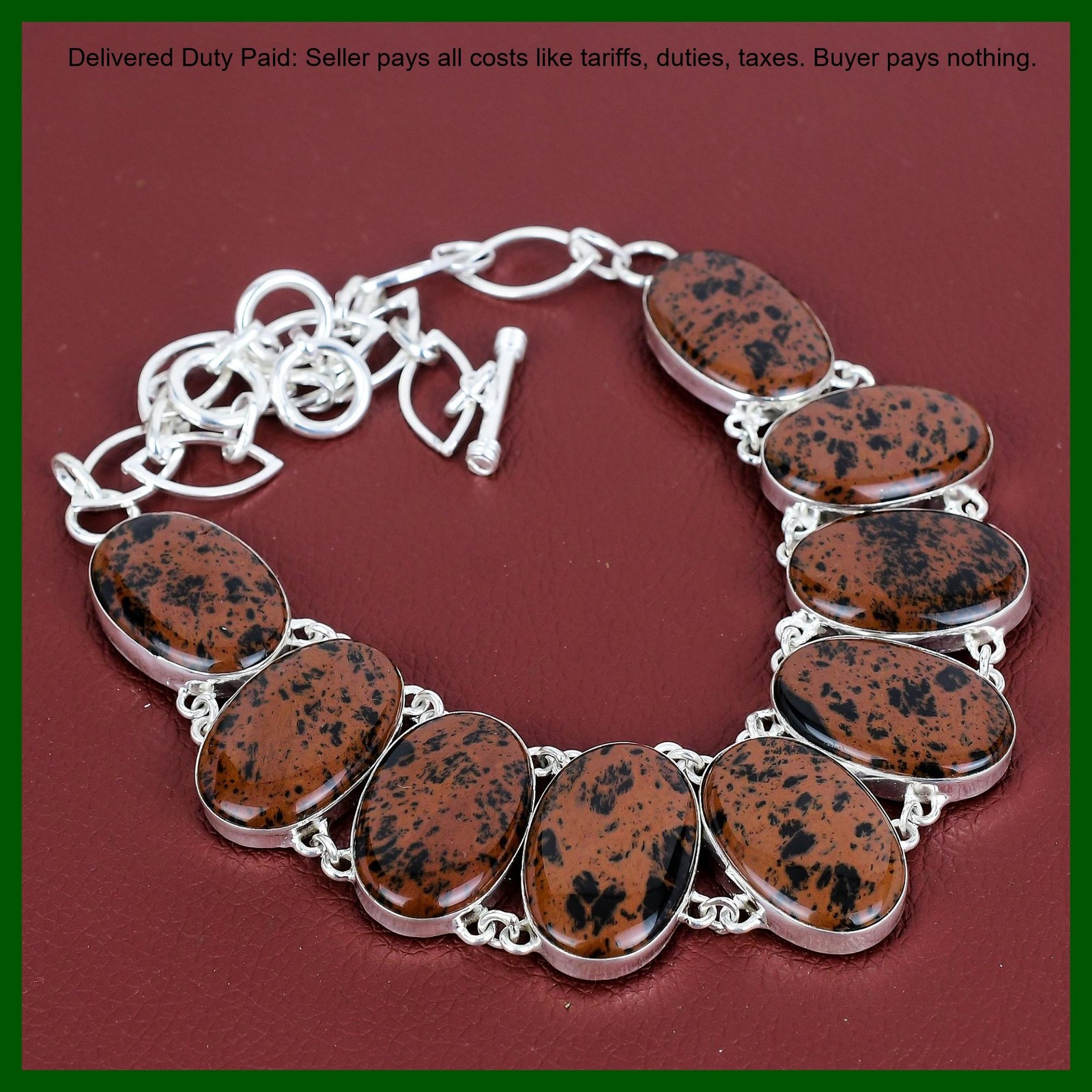 925 Sterling Silver Mahogany Obsidian Gemstone Chain Mother New Necklace Jewelry