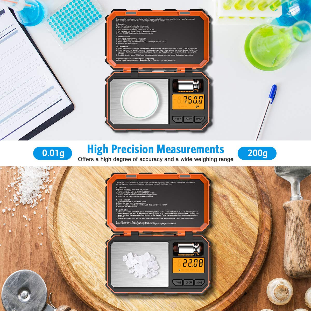 AMIR Digital Pocket Scale, Gram Scale 200G/0.01G, 6 Units Conversion Smart Scale