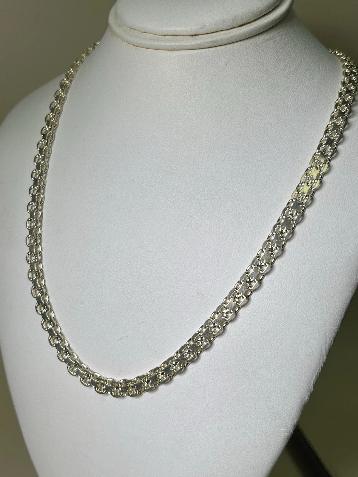 925 Sterling Silver Double Link Chain Necklace, 29”, 27.3 g, 4.8 mm