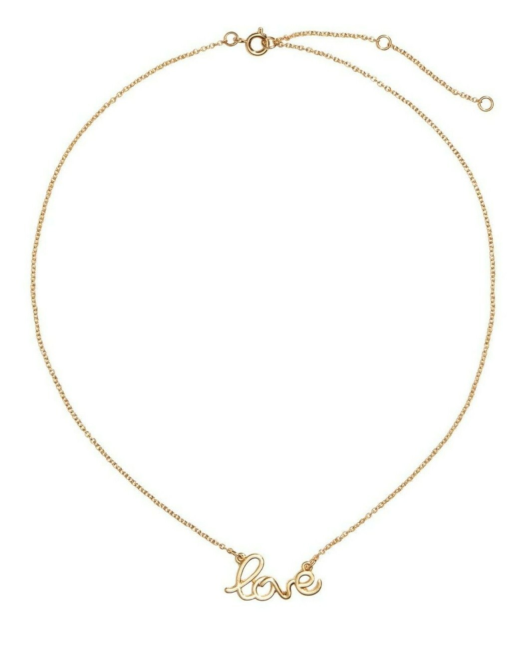 LOVE Text PENDANT NECKLACE Short 36cm GOLD TONE Chain