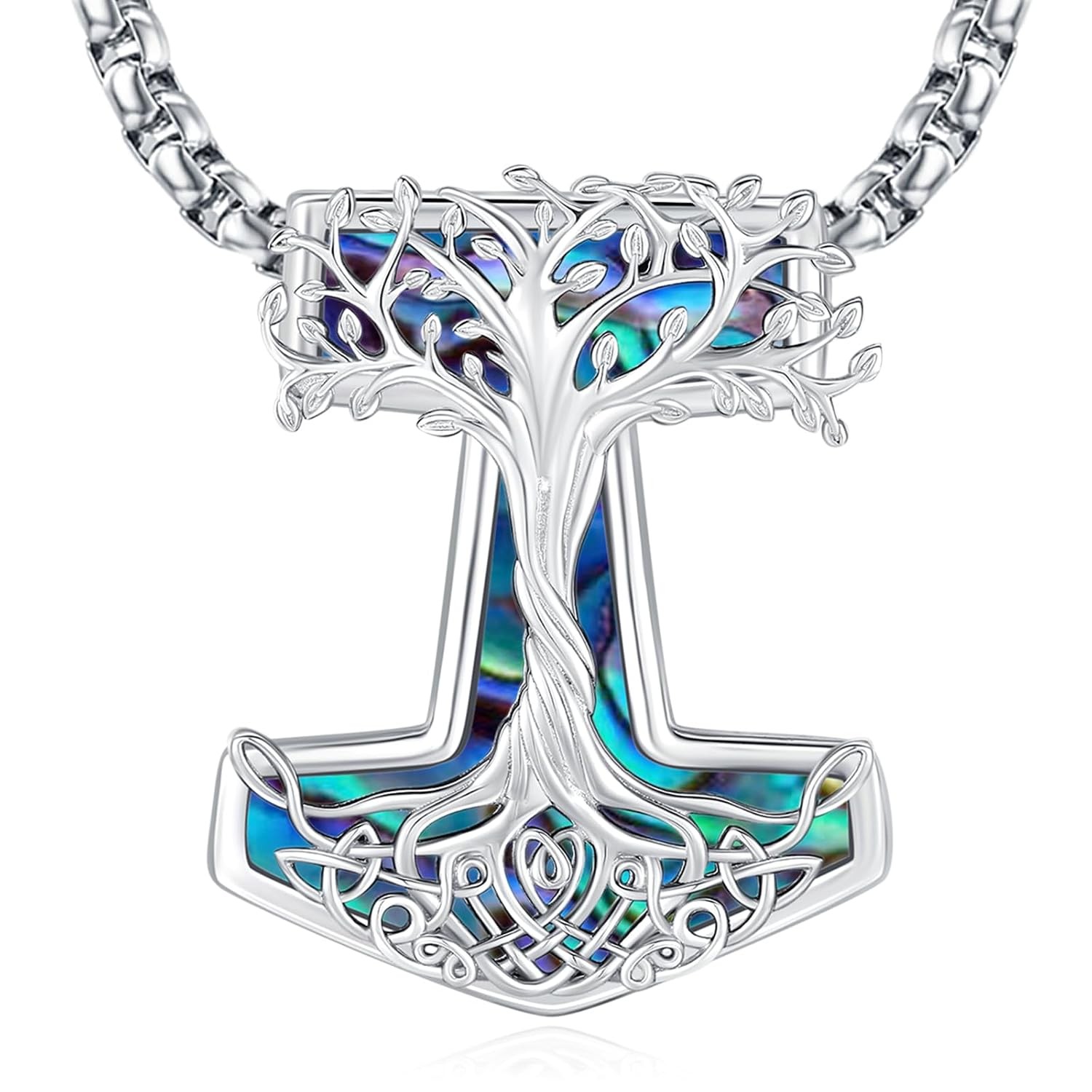 Sterling Silver Viking Jewelry Mjolnir Thor’s Hammer Pendant for Men Women
