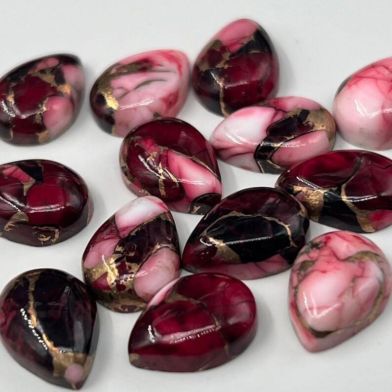 Red Rose Buffalo Turquoise Cabochon Pear Shape Loose Gemstone For Jewelry Making