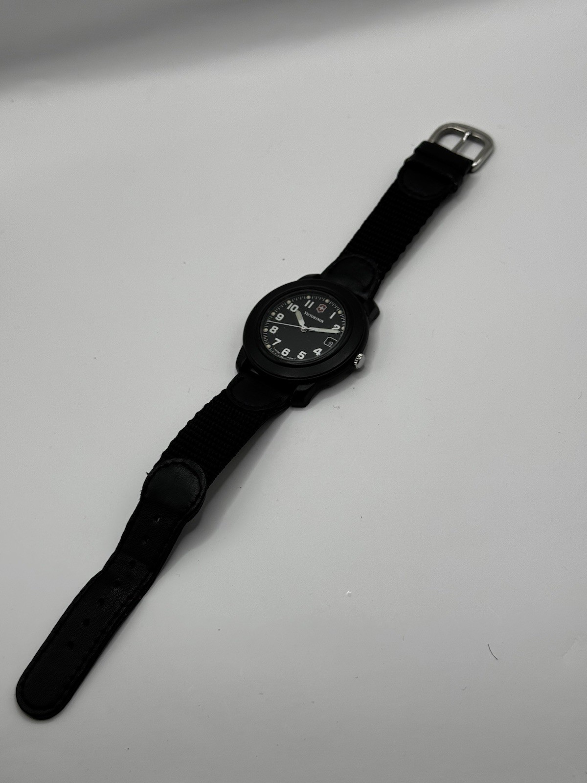 Vintage Early Production Victorinox Swiss Quartz Watch Black Dial Date