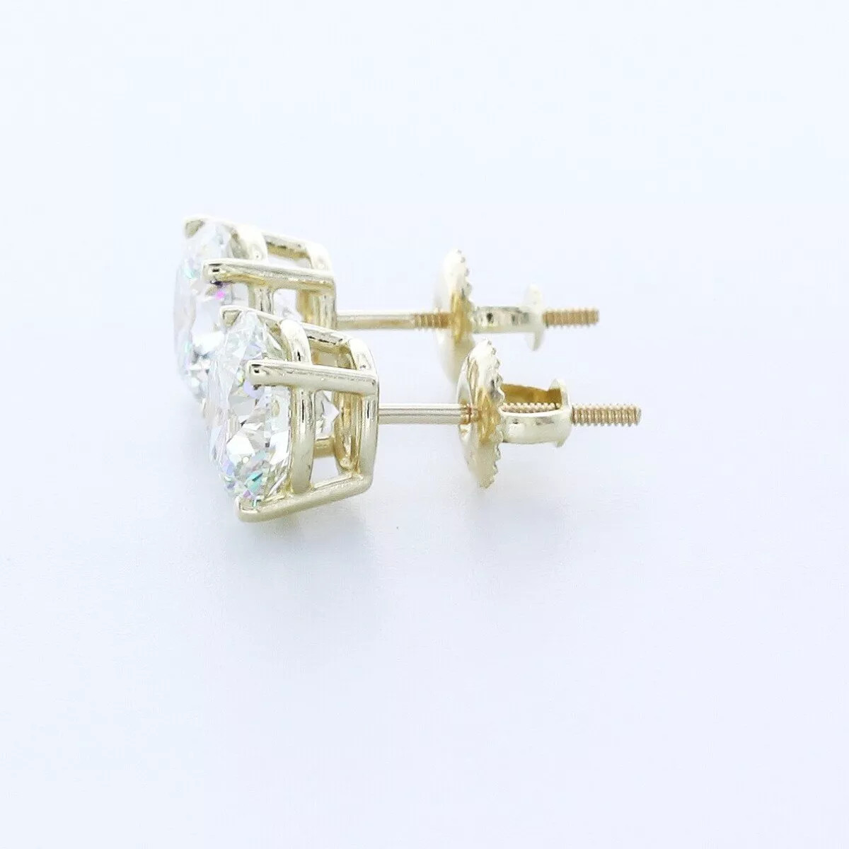 Stud Earrings Classic Solid 14K White Gold 3.76 CT Round Natural Diamond G SI1