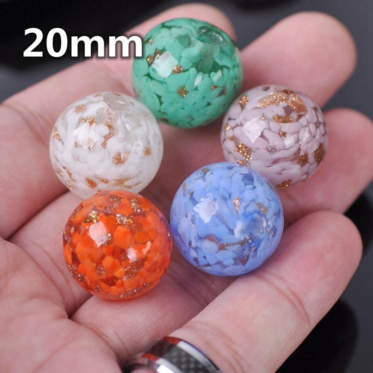 5pcs 12~20mm Round Lampwork Glass Charms Loose Craft Beads Jewelry Findings DIY
