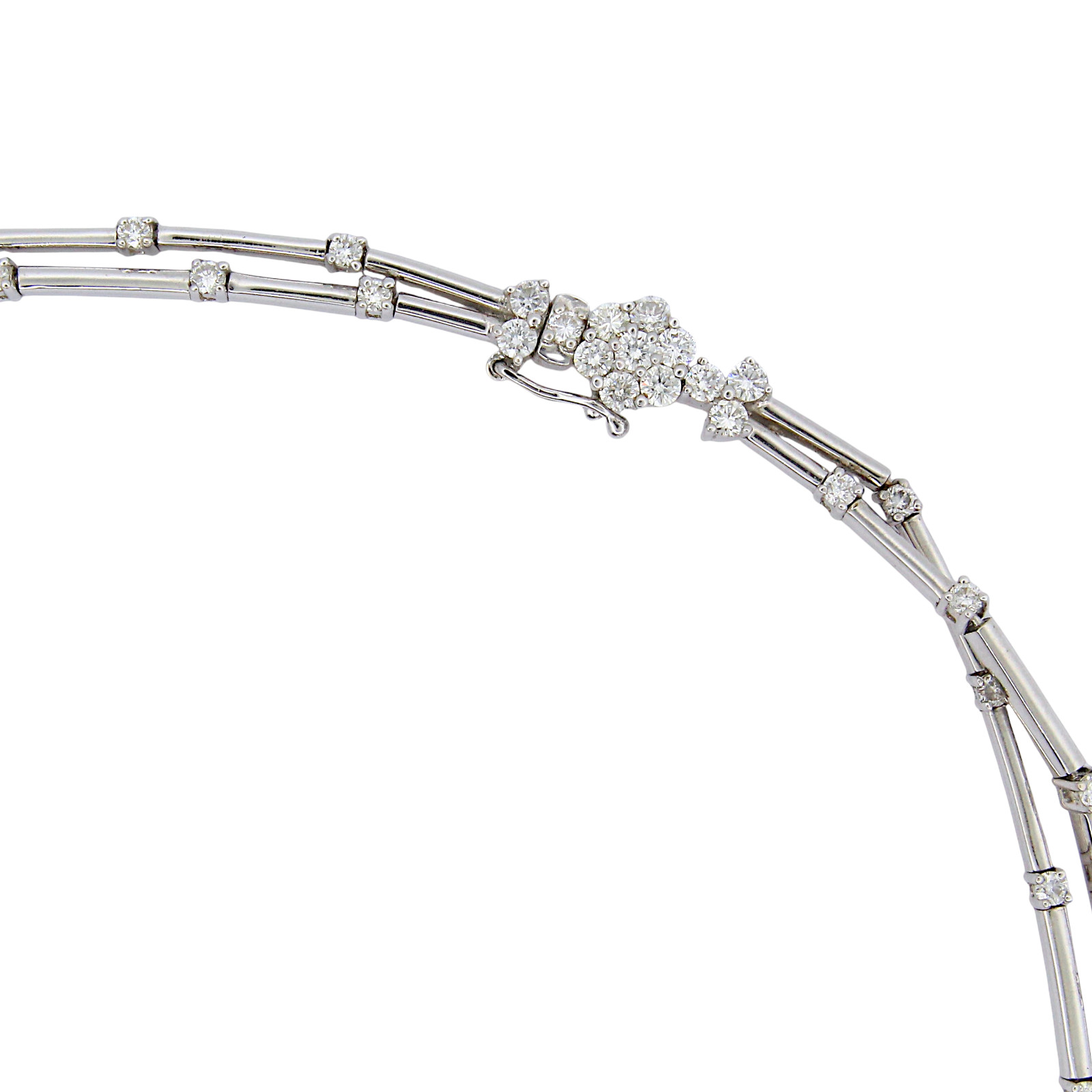 20.00 CT Diamond Two Row Floral Line Drop Necklace 18K White Gold Natural