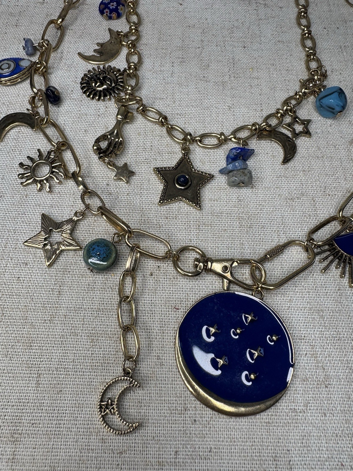 FREE PEOPLE Maxamillion Charm Stargirl Boho Celestial Necklace In Gold Tone NWT