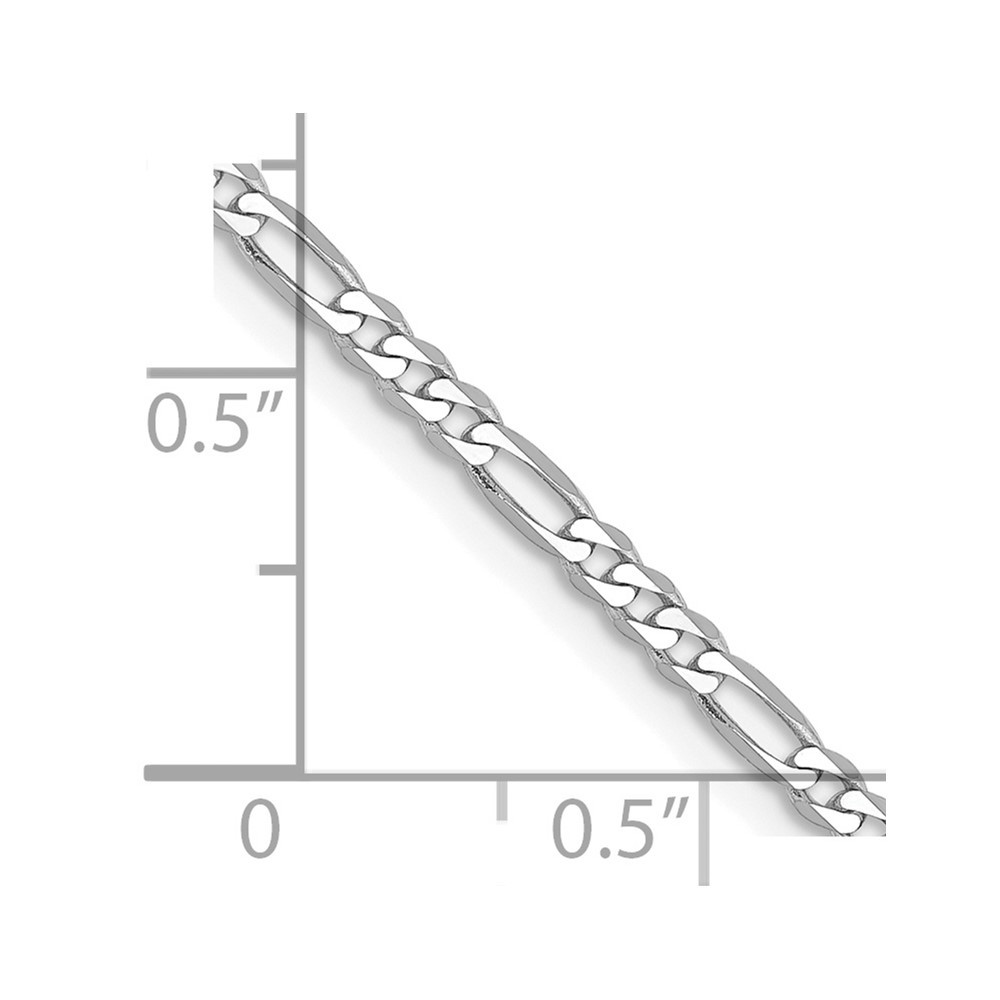 14k White Gold 2.25mm Flat Figaro Link Chain Bracelet / Anklet 9 Inch