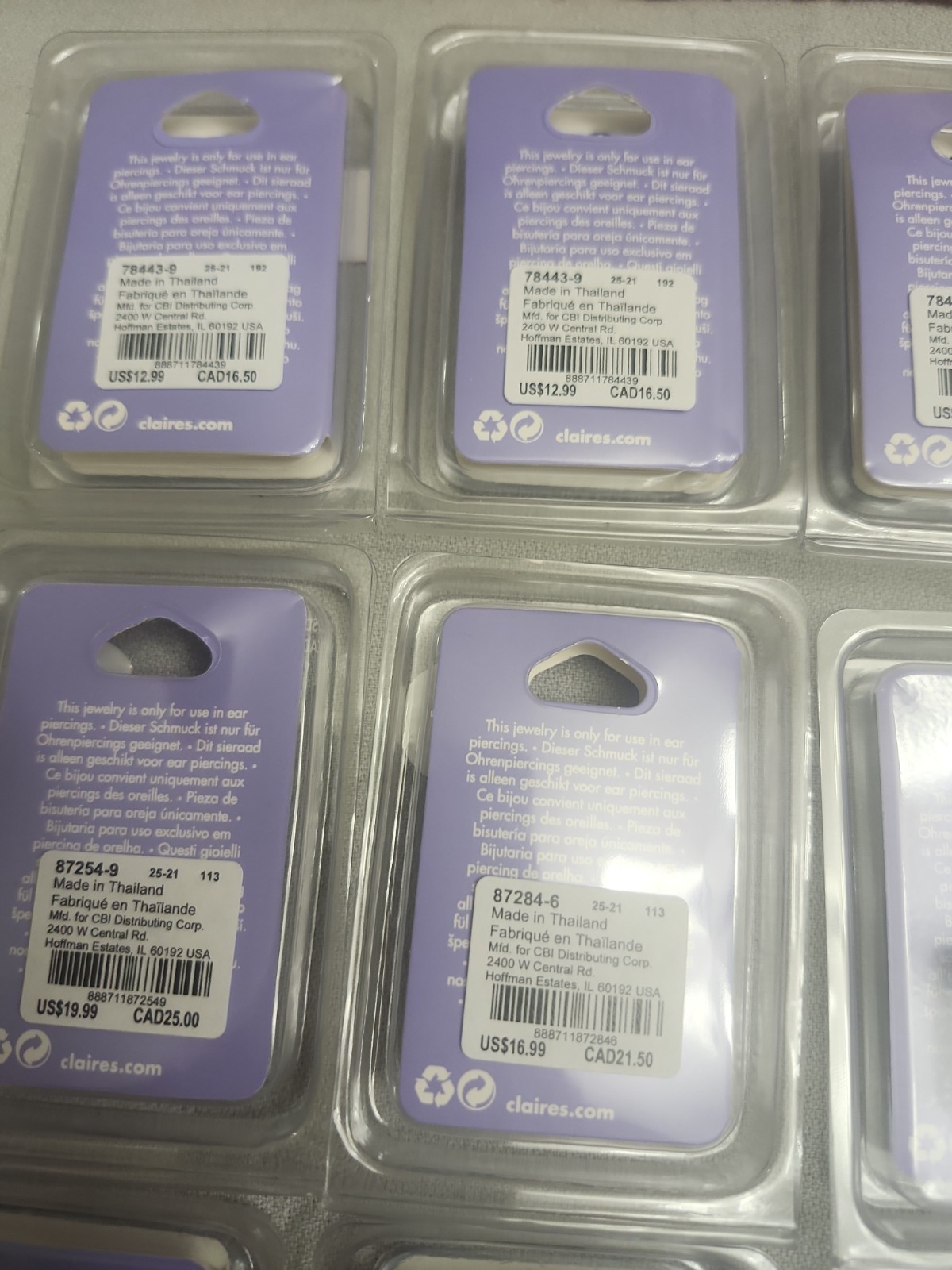 Claire’s Ear Jewelry Bulk Lot 18 Pieces