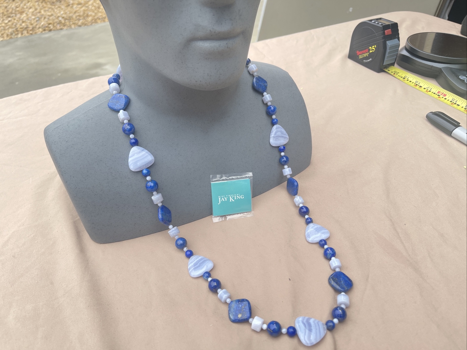 Mine Finds by Jay King DTR Sterling 925 blue lace agate lapis Nexklace 156 Grams
