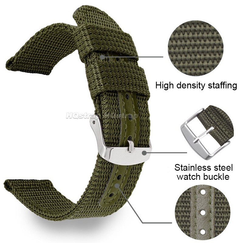 18mm 20mm 22mm 24mm Military Canvas Nylon Wrist Watch Band Strap Bracelet Sport