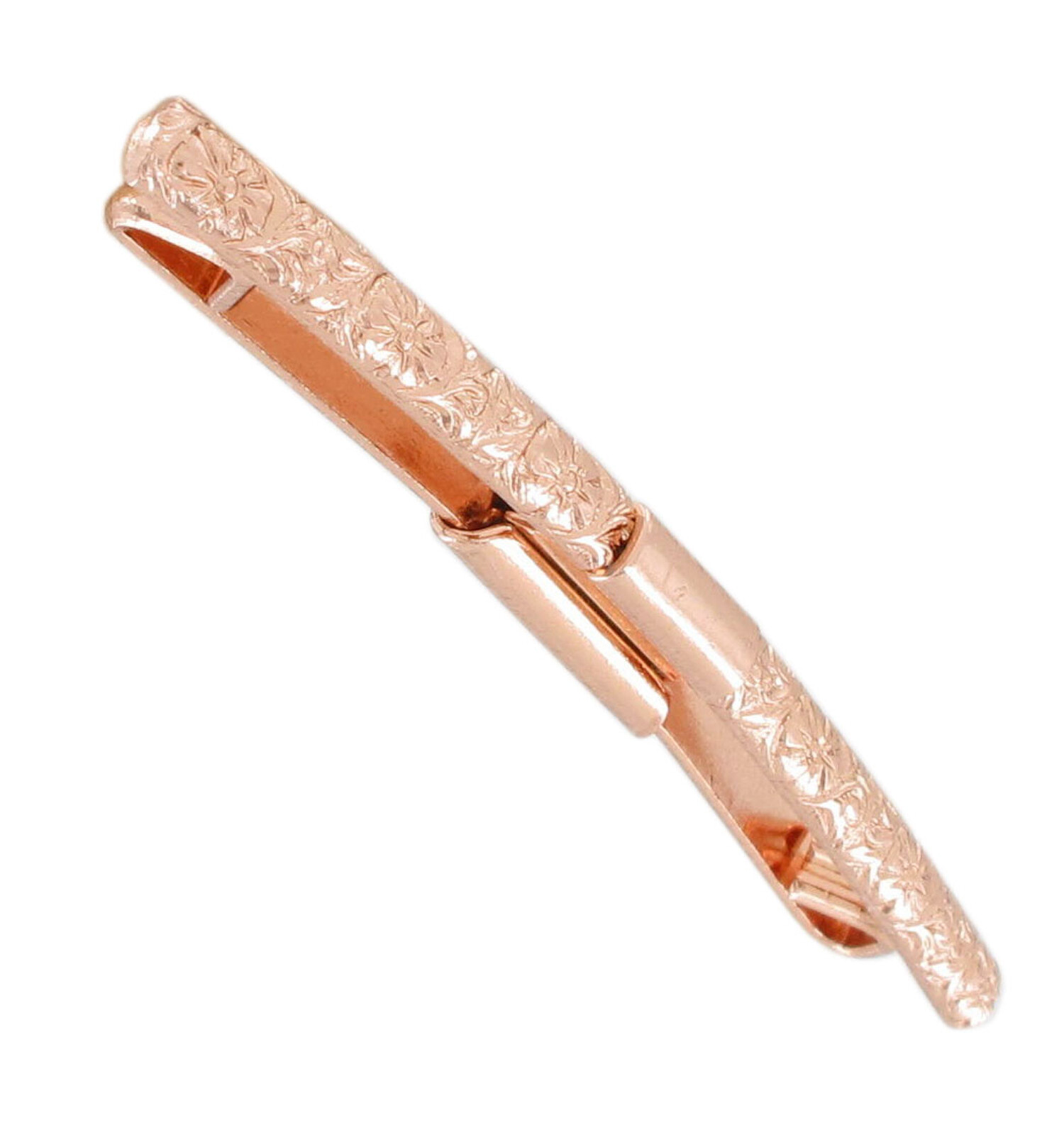 Ky & Co Rose Gold Tone Mens Floral Collar Bar Clip 2 1/8″ Made in USA