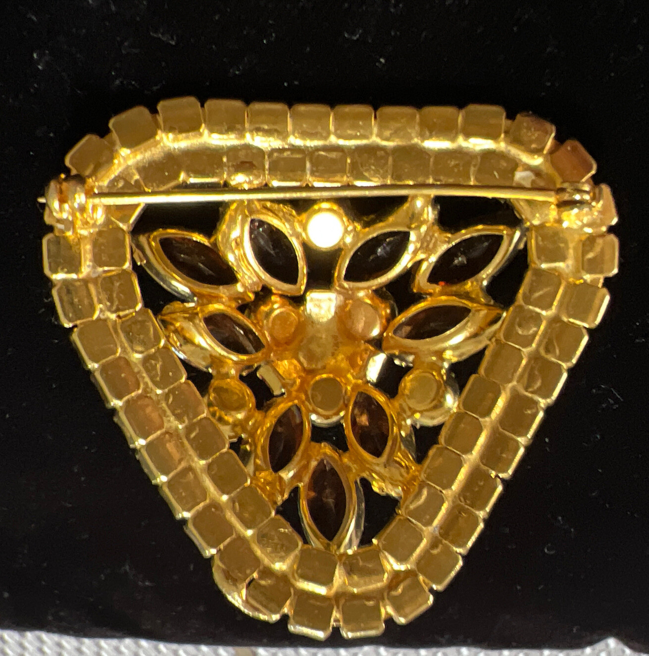 Juliana D&E Rhinestone Brooch Autumn Colors of Hyacinth Sable & Olivine Domed