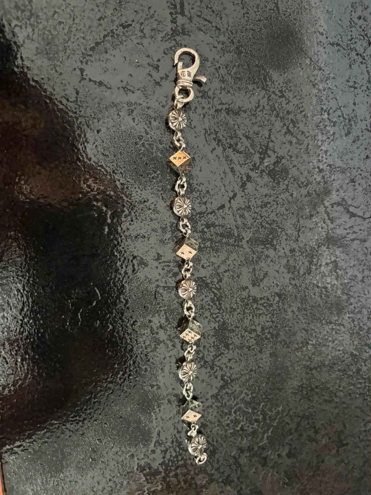 Two-Tone Silver/Gold Cable Chain Bracelet Lobster Clasp Clear Crystal