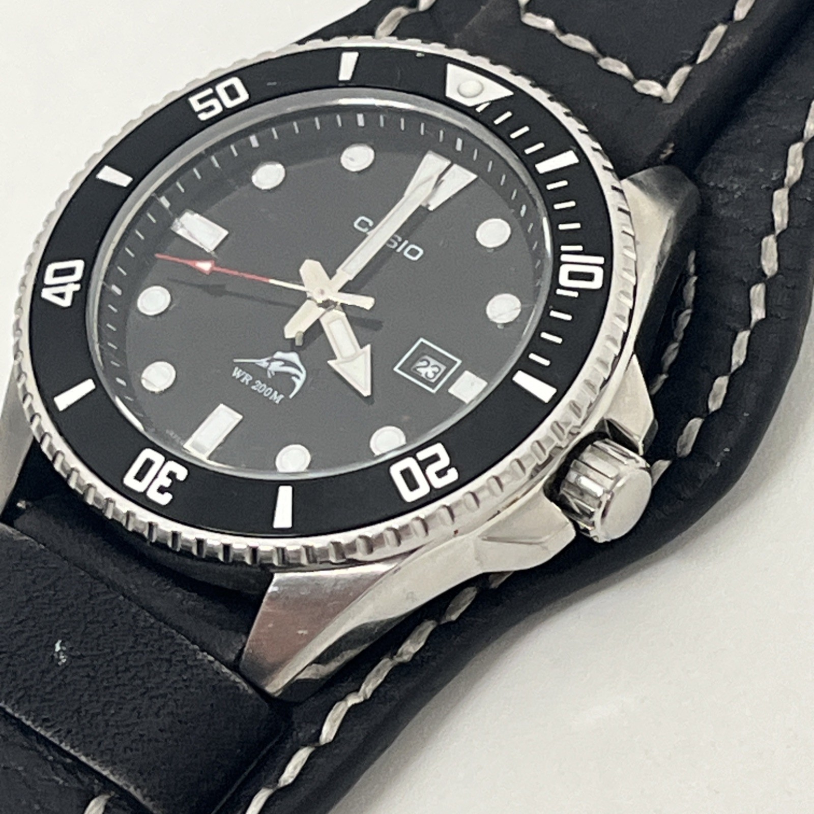 Casio MDV-106 Duro Black Dial 44 mm Marlin WR 200m Quartz Leather Band