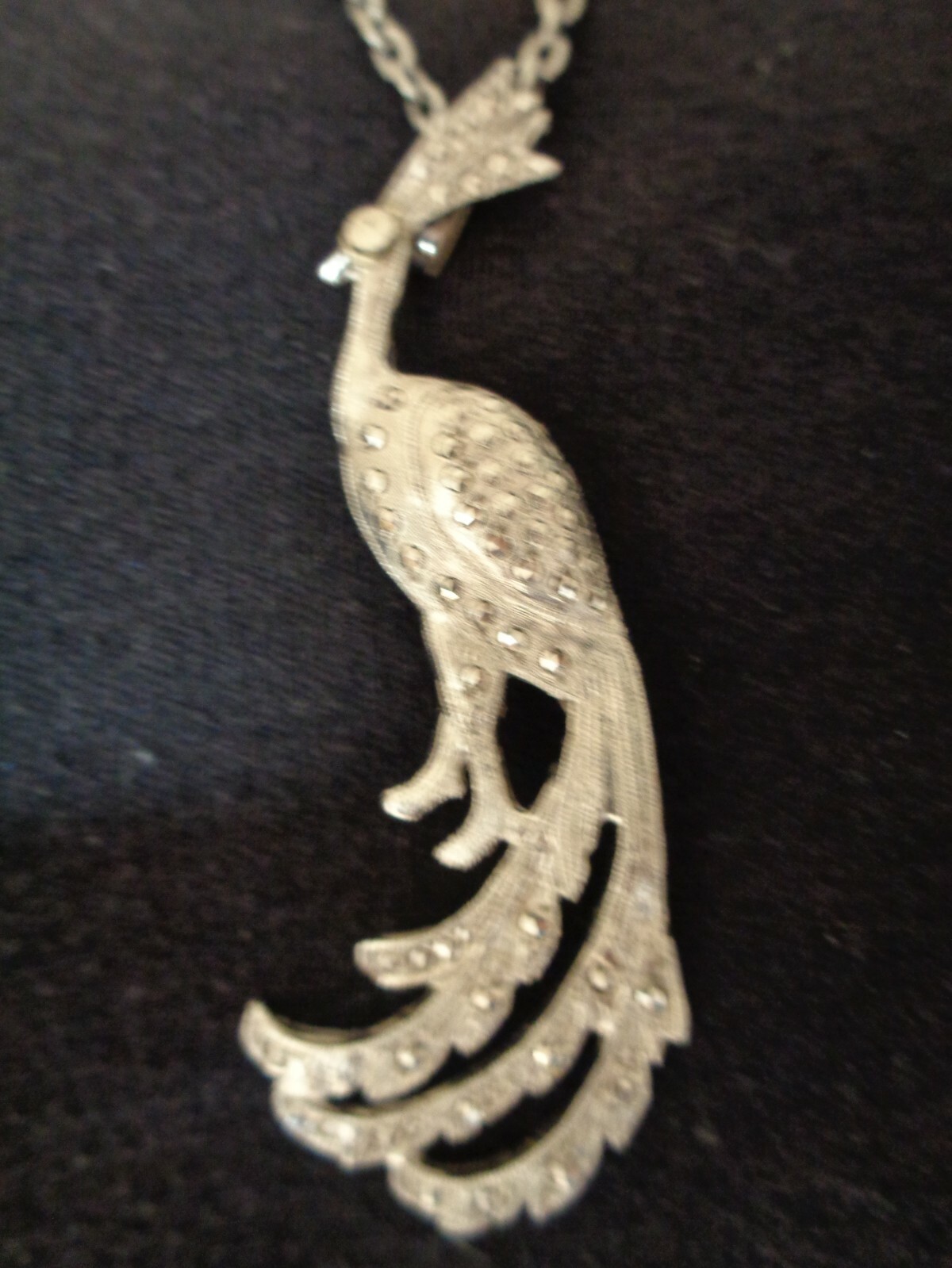Large Silver-Toned Peacock Pendant with 24” Chain (#4306)