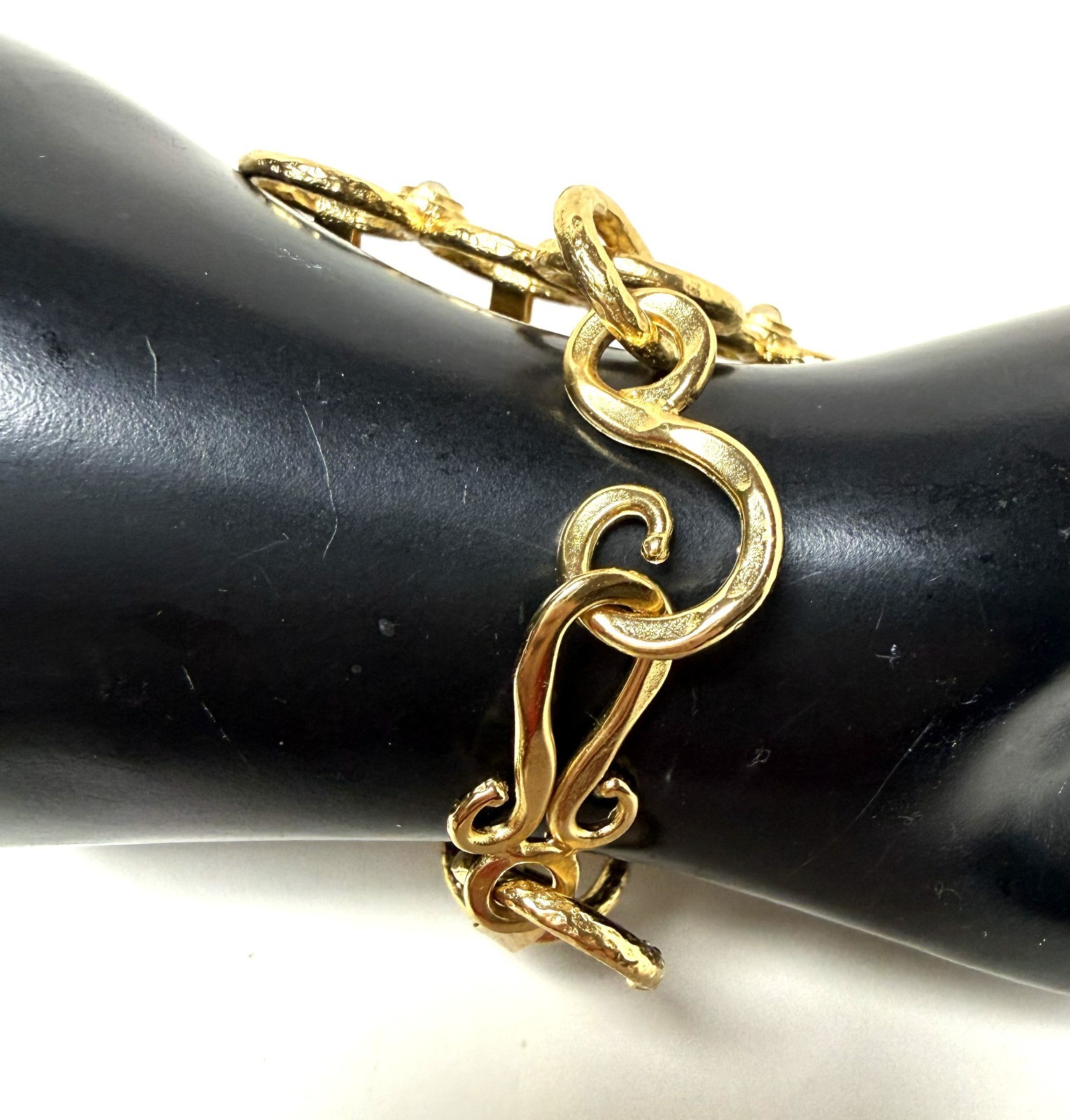 Stephanie Kantis Gold Plated, Clear Glass Cabochon Wide Bracelet