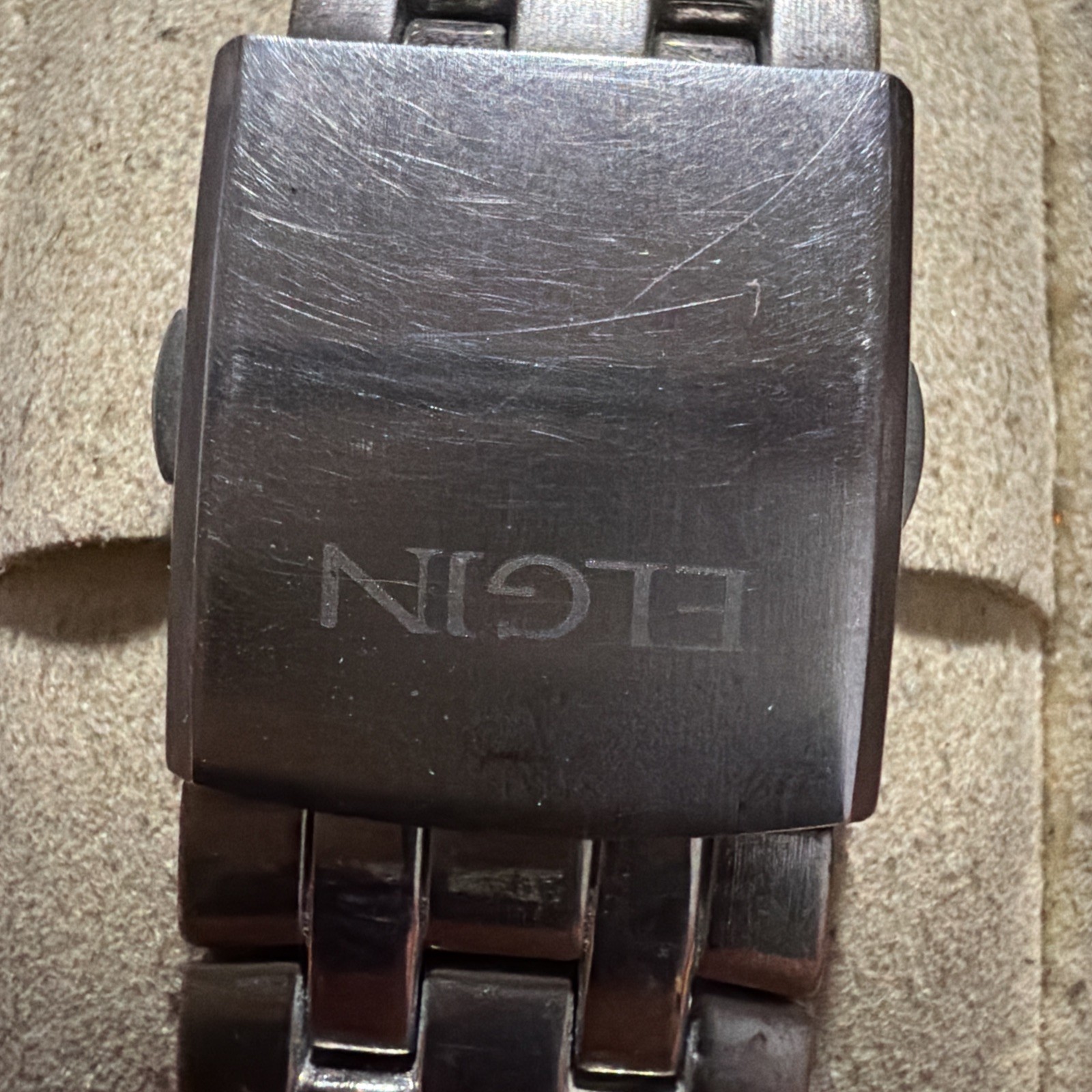 Men’s Stainless Elgin Digital & Analog Watch Needs New Battery Black And Sliver