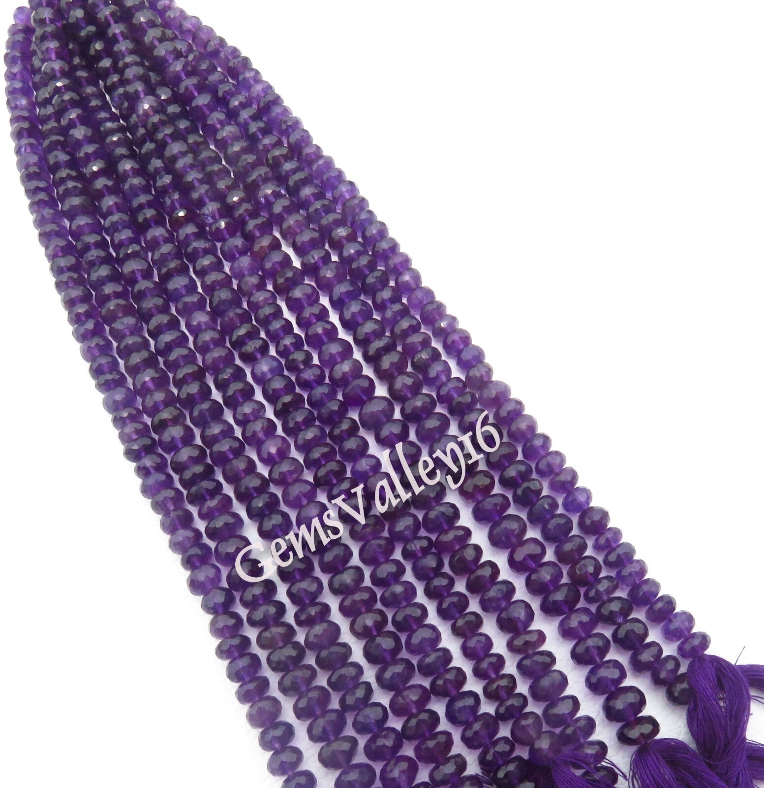 Newly~ Natural Purple Amethyst Faceted Rondelle Gemstone Beads 10″Strand GV-1749