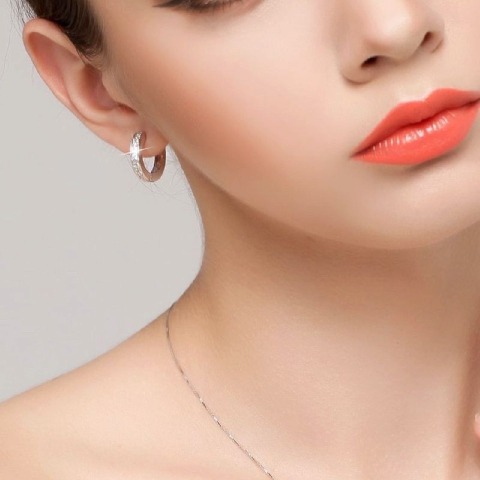 Elegant 925 Silver Filled Hoop Earring Women Cubic Zircon Jewelry Gift Pair B11