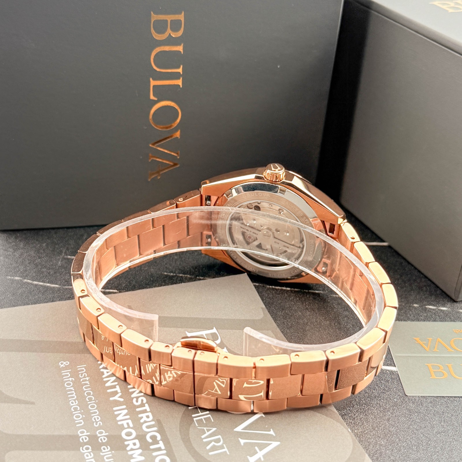 Bulova 97B234 Men’s Surveyor Automatic Red Dial Rose-Tone Steel Wrist Watch 39mm
