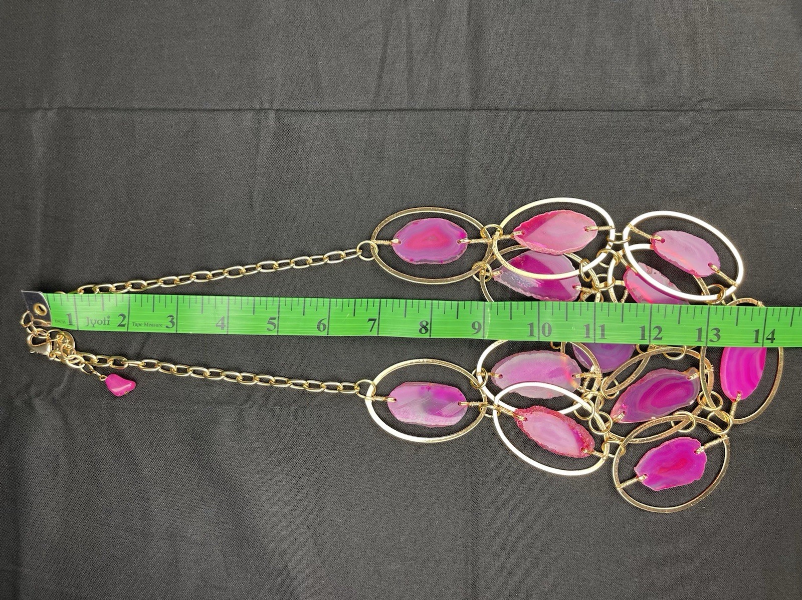 CGI CN Beautiful Statement Pink Gold Tone Necklace.