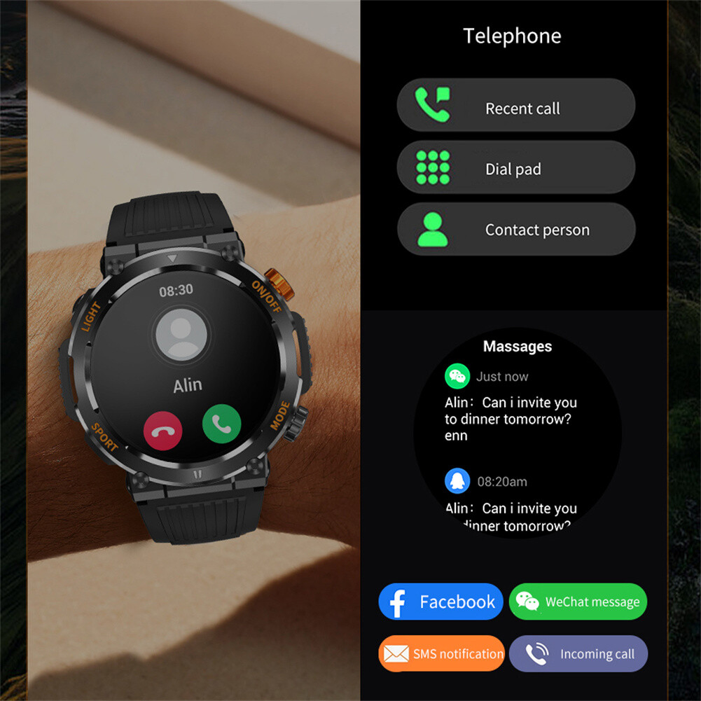 Smart Watch With LED Flashlight Heart Rate Sleep Monitor Fitness Tracker