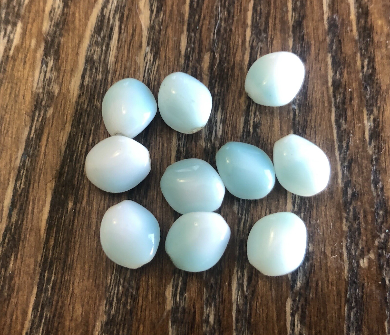 Old Vintage Light Blue & White Tonal Silk Effect Twist Glass Bead Lot