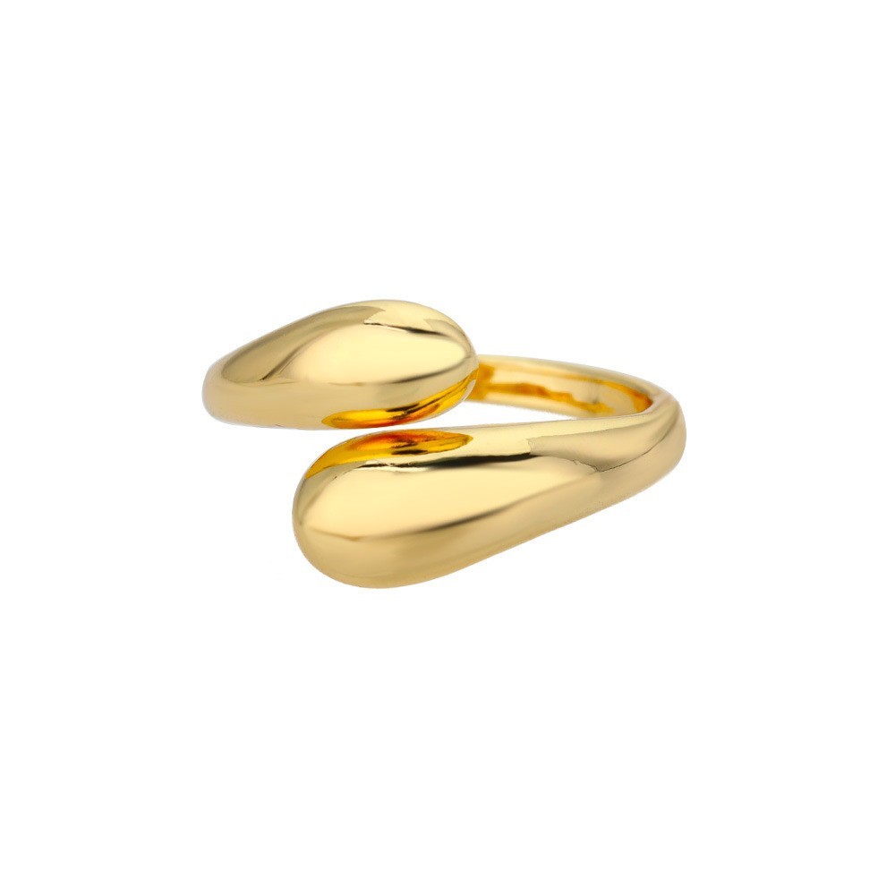 Chunky Gold Teardrop Bypass Ring Adjustable Open Dome Statement Band Ring Women