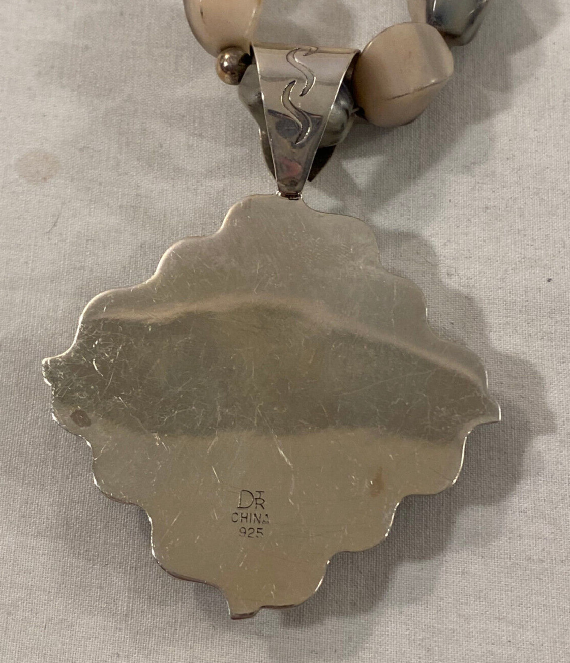 Mine Finds Jay King Gray White Black Stone Necklace + Sterling Pendant