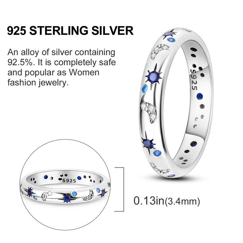 MULA S925 Sterling Silver Ring AAA CZ Sparkling Starry Night For Women Jewelry