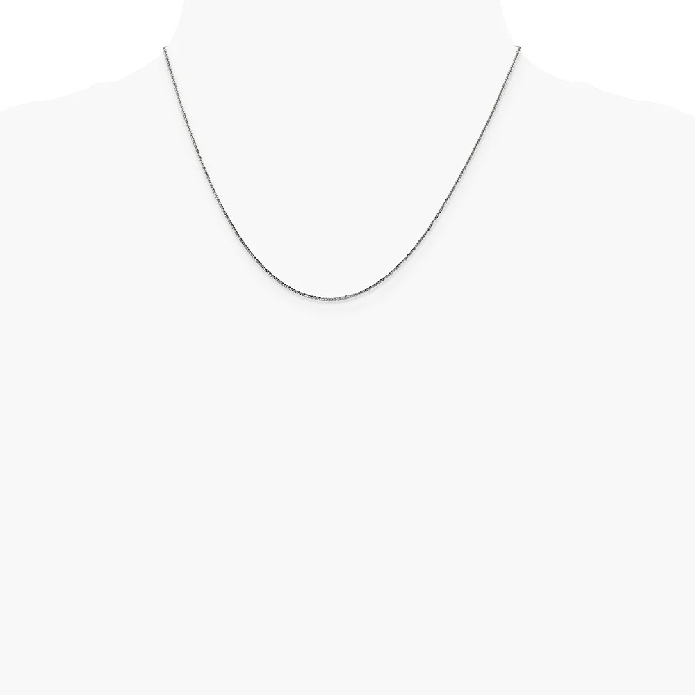 14K White Gold .8mm Diamond-Cut Quadra Wheat Chain Necklace 16″-24″