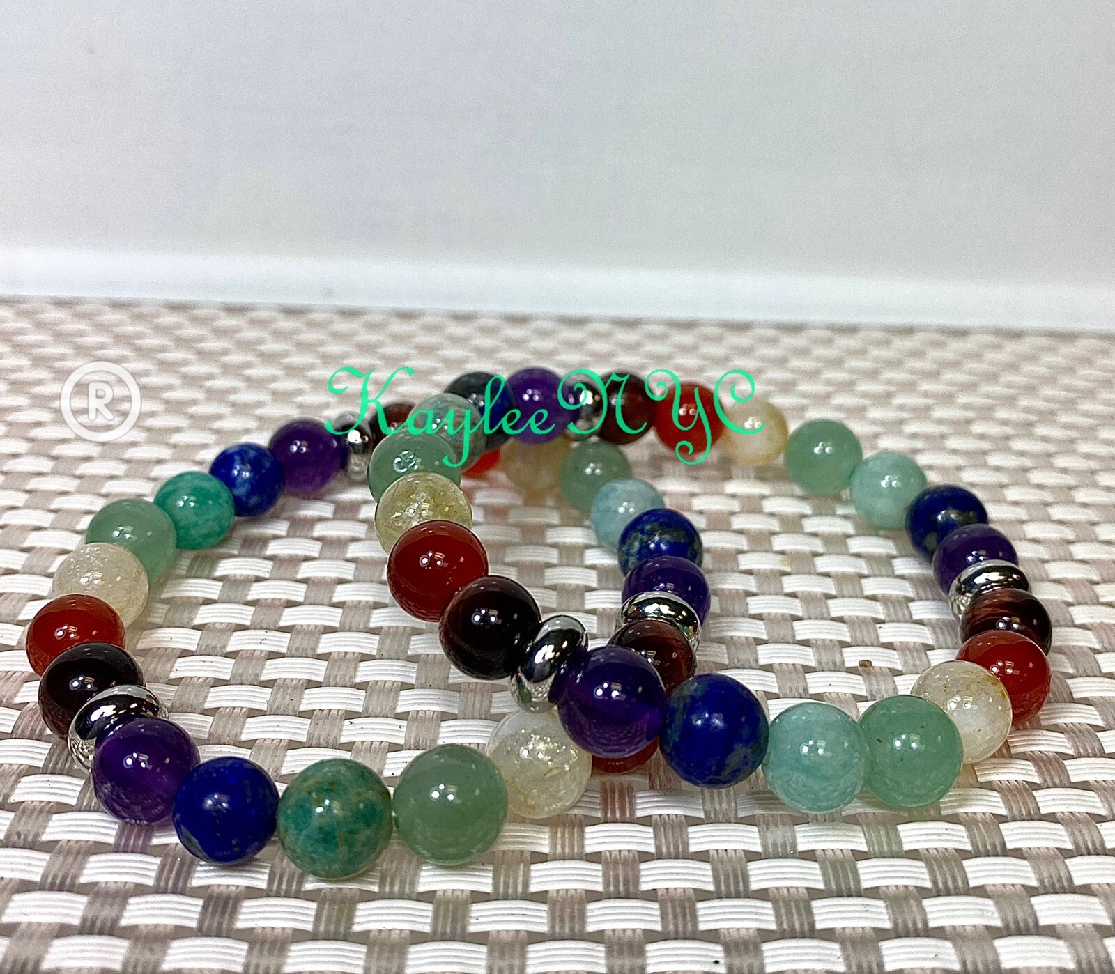 Wholesale Lot 6 Pcs Chakra 8mm 7” Crystal Healing Stretch Bracelet