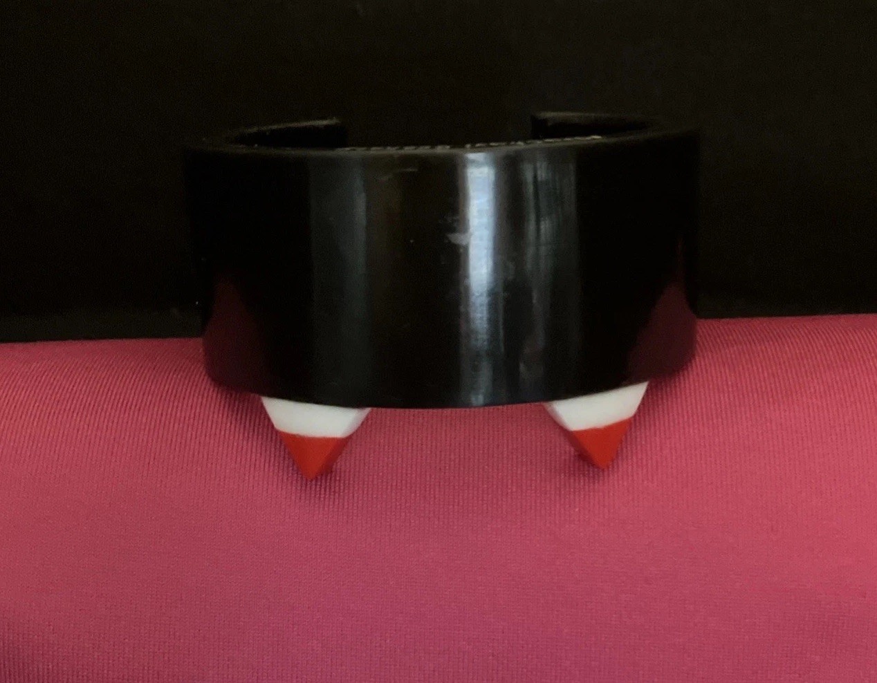 Bloody Vampire Fangs Cuff Bracelet, Black, MiaChavi Geekery