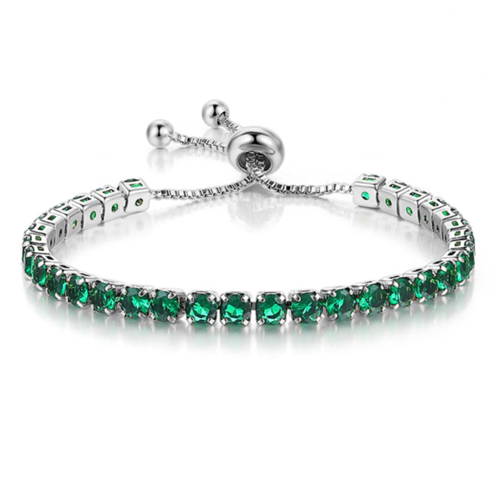 14K Gold Adjustable Tennis Bracelet with Colorful Rhinestones