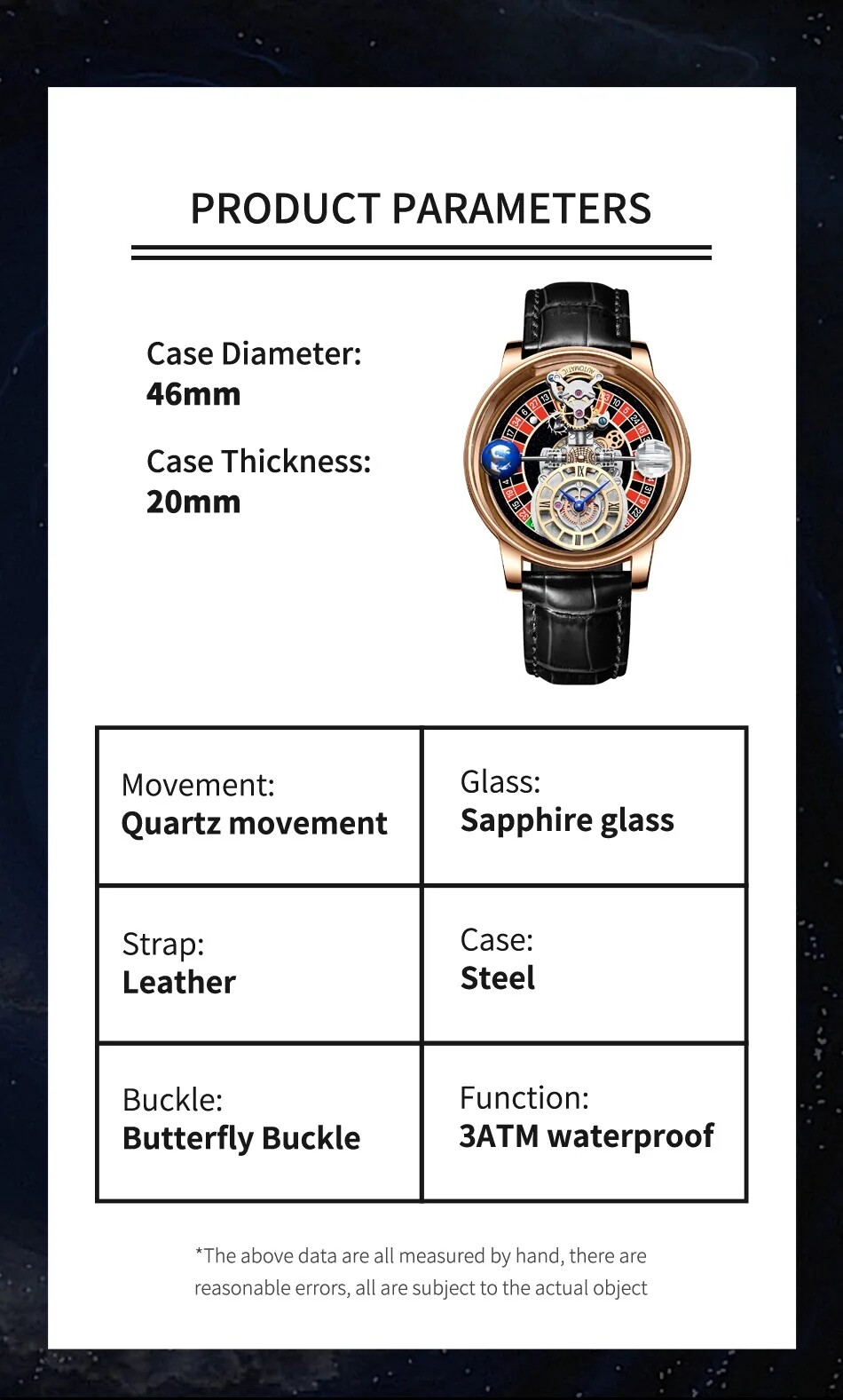 2023 PINDU Design Luxury Men’s Quartz Watch 3Bar Astronomia Casino Roulette