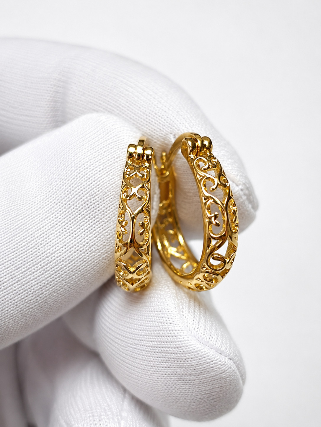 Gold Plated Hoop Dangle Earrings Fashion Jewelry For Women 18mm Medium Size