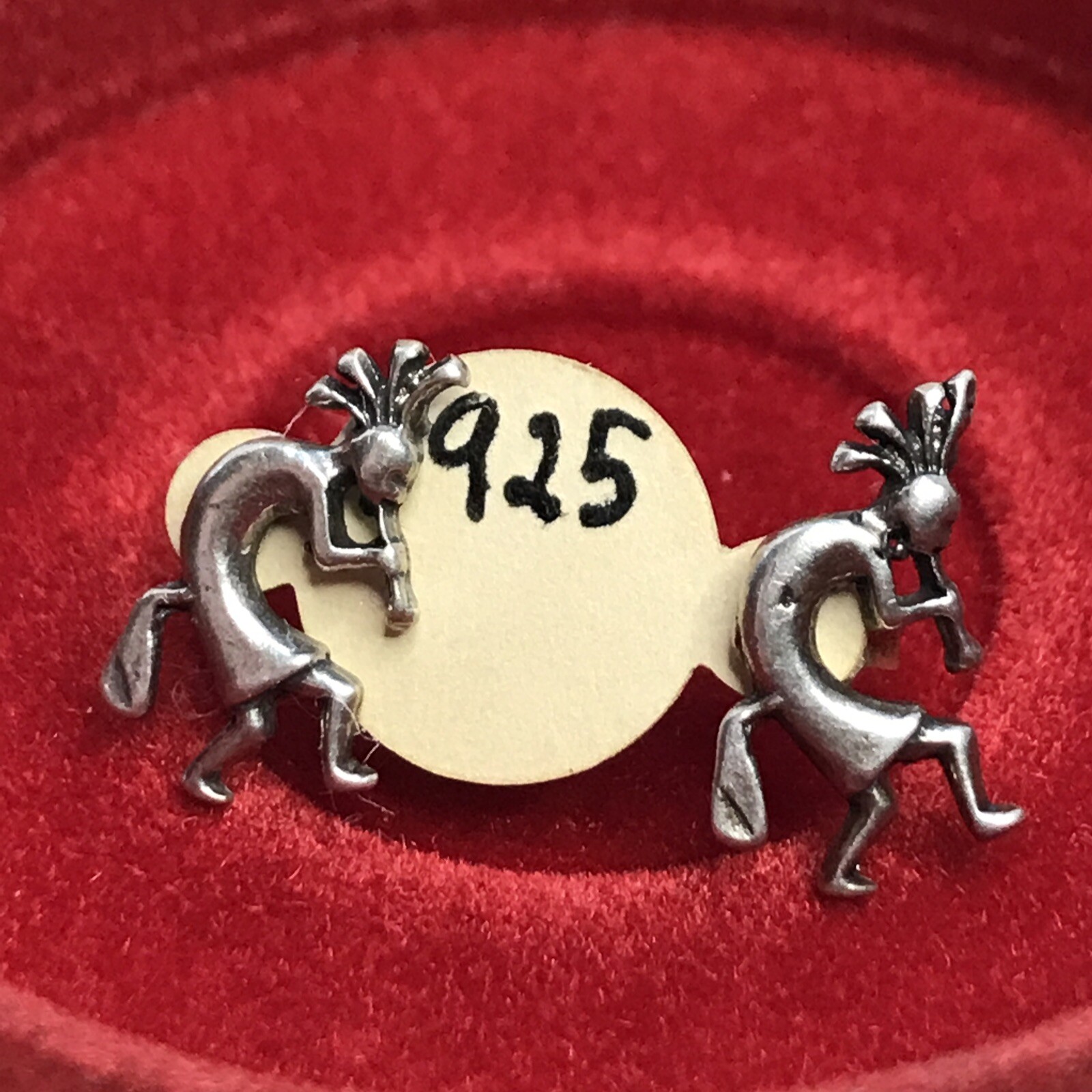 Sterling Silver Handmade Studs, .925 Vintage Kokopelli N.A. Flute Player