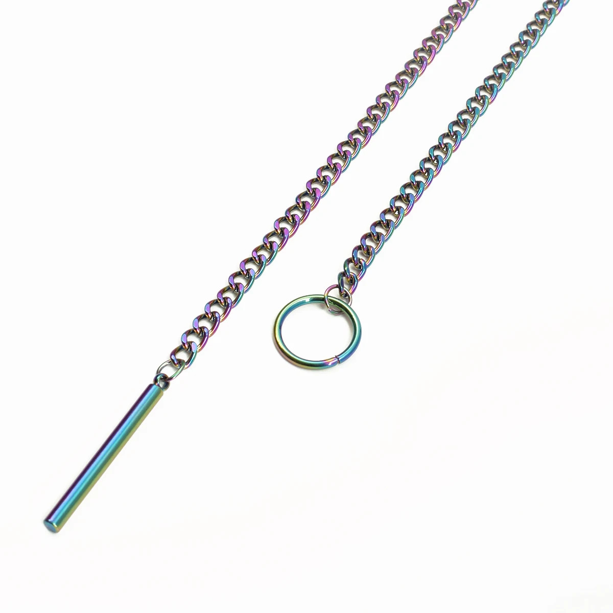 Black Slip Chain Necklace Choker Gothic Bar Pendant Lariat Layering Jewelry