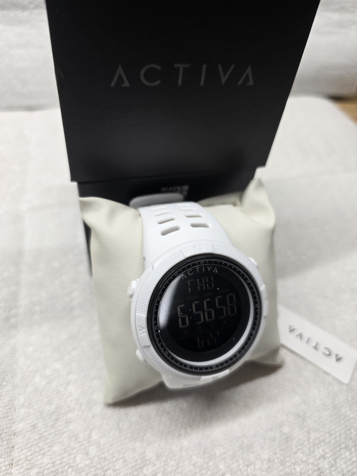 Activa Unisex Digital Quartz Sports Watch Alarm Day/Date White Silicone Strap
