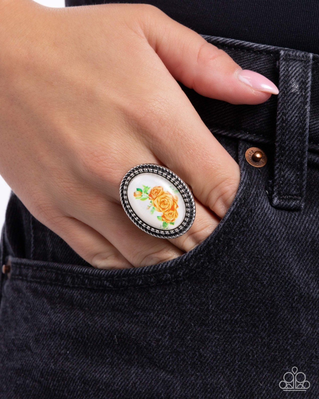 Handmade Heaven Orange Stretch Ring fits size 6 to 10
